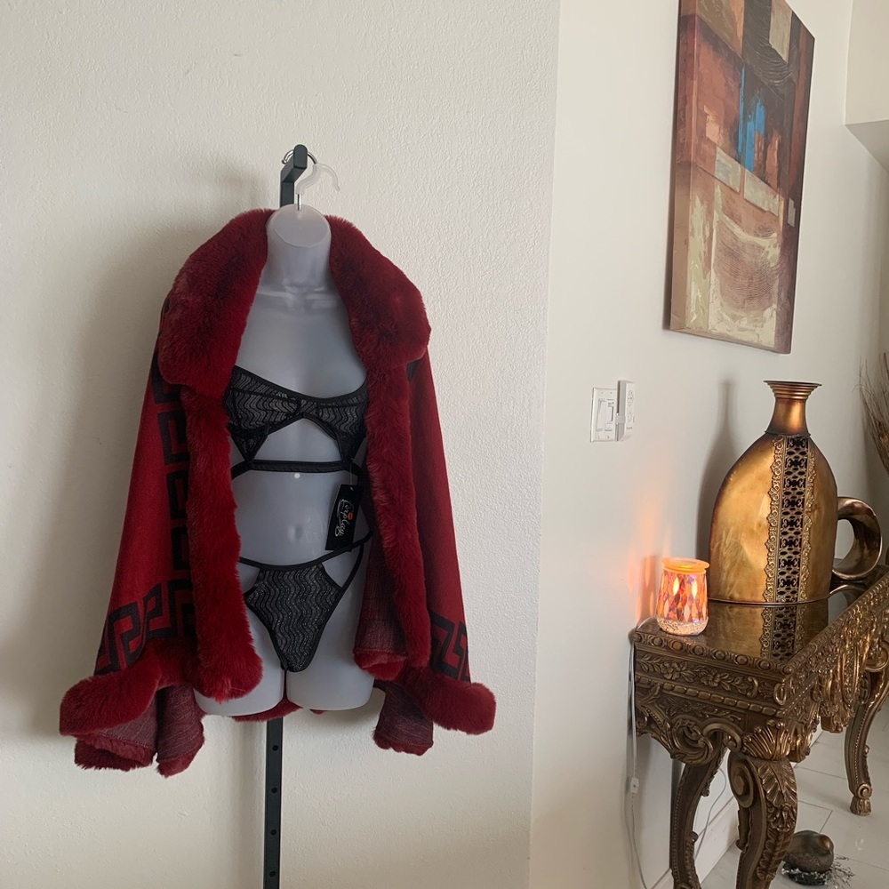 This elegant burgundy shawl it's lightweight but warm